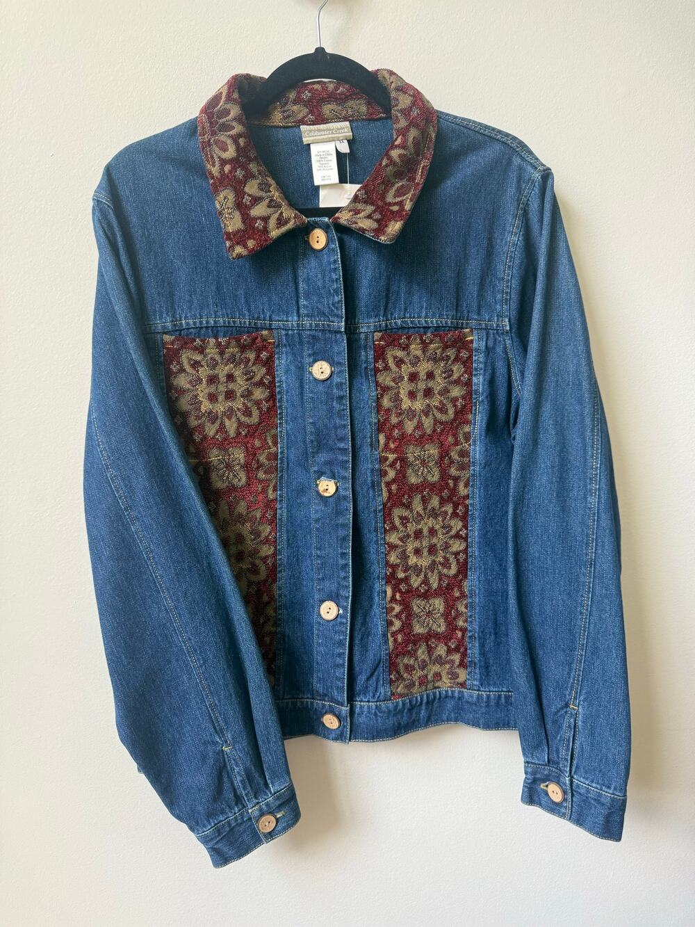 Coldwater Creek Tapestry Denim Jacket Floral Boho Y2K Womens Size XL